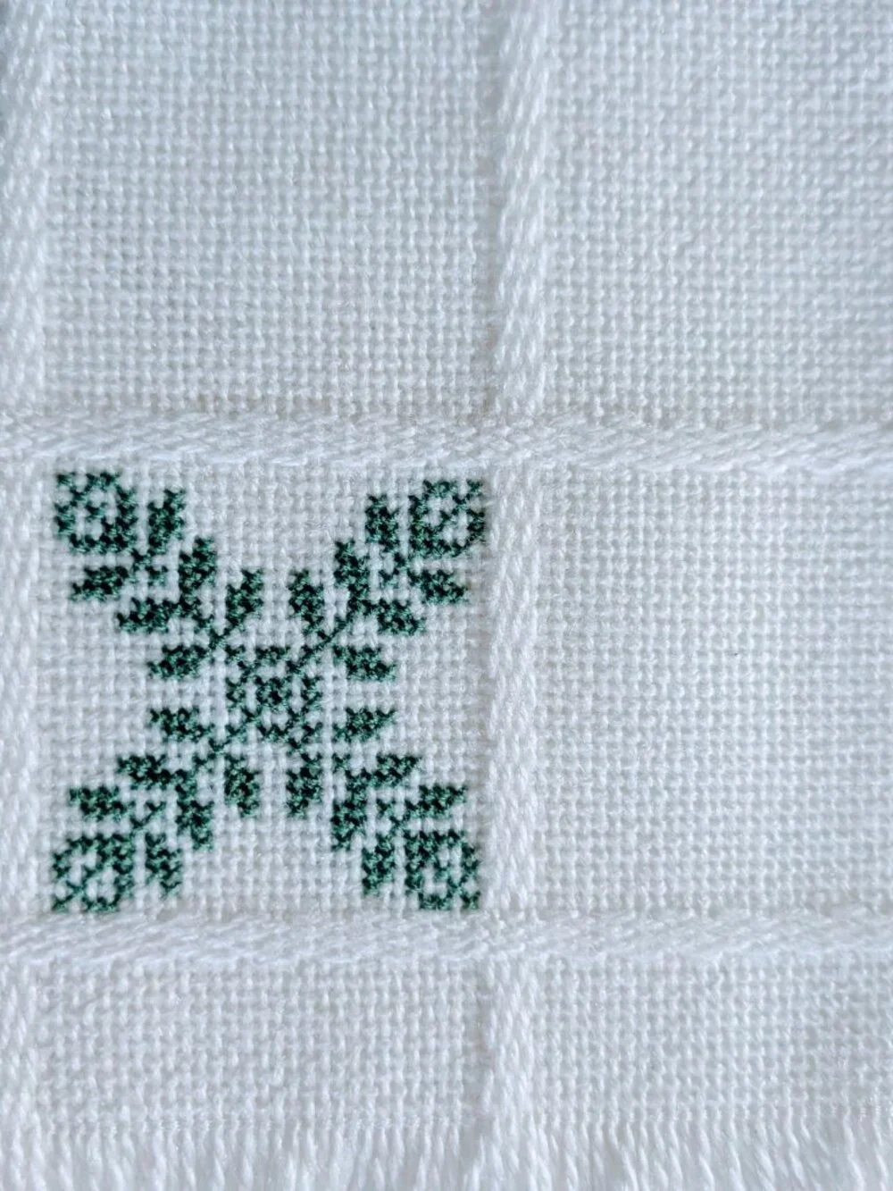 VTG Set Embroidered Cotton Placemats & Napkins White Cross Stitch Open Weave